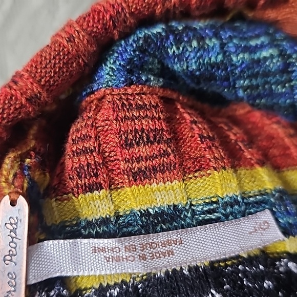 Free People NWT Carly Striped Multicolor Cowl Neck Sweater Large - Picture 8 of 10